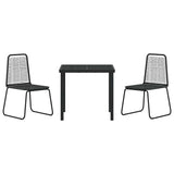 vidaXL Tuin Eettafel Set 3 pcs Zwart Gepoedercoat staal