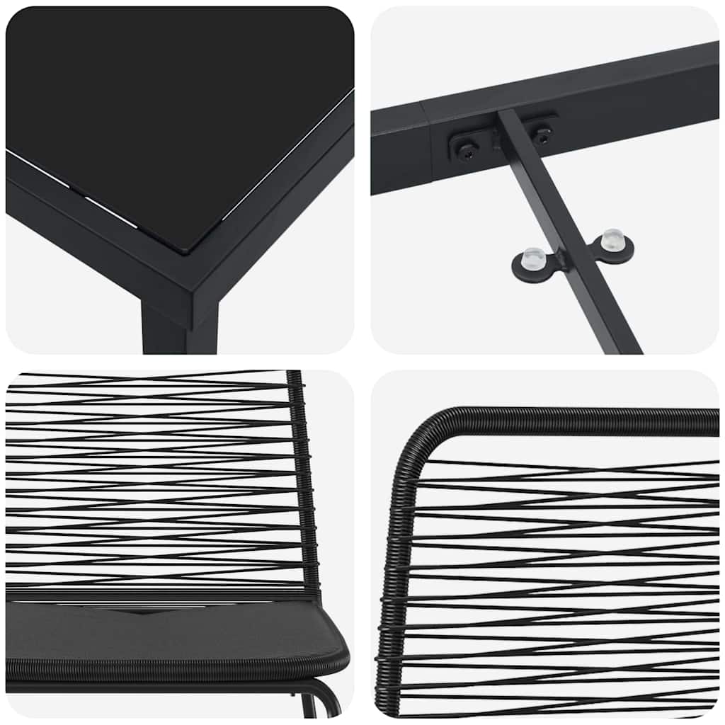 vidaXL Tuin Eettafel Set 3 pcs Zwart Gepoedercoat staal