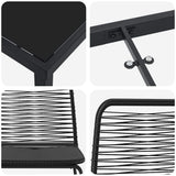 vidaXL Tuin Eettafel Set 3 pcs Zwart Gepoedercoat staal