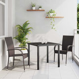 vidaXL Tuin Eettafel Set 3 pcs Bruin Gepoedercoat staal