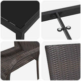 vidaXL Tuin Eettafel Set 3 pcs Bruin Gepoedercoat staal