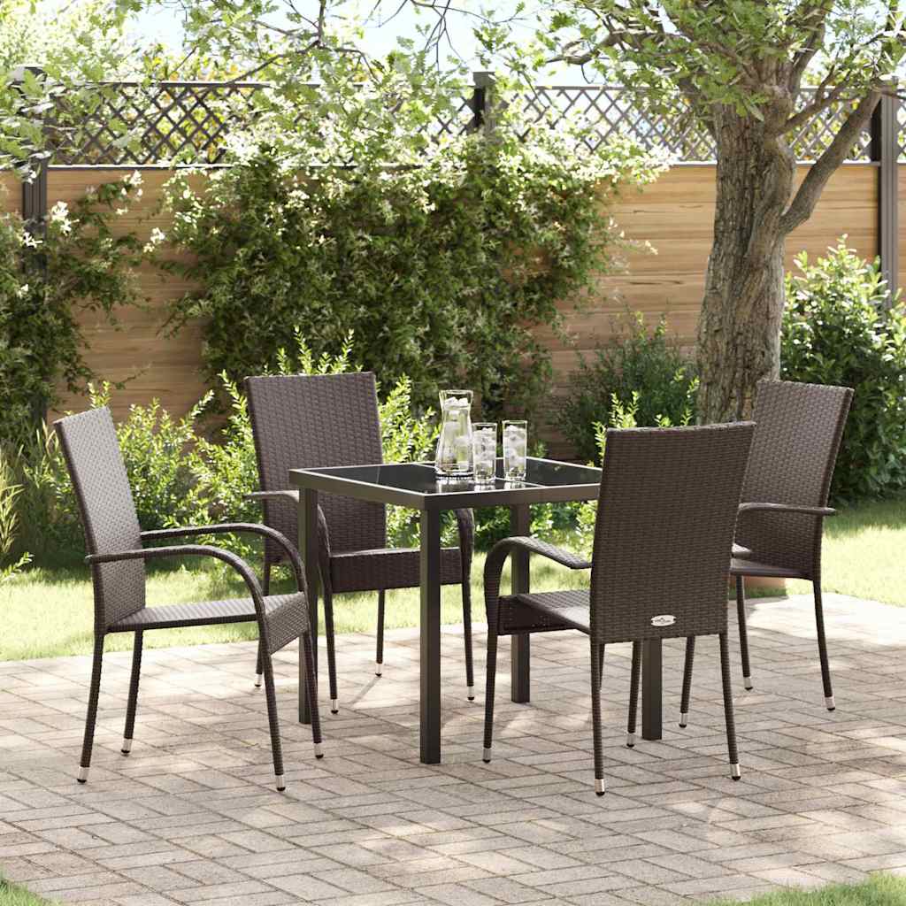 vidaXL Tuin Eettafel Set 3 pcs Bruin Gepoedercoat staal