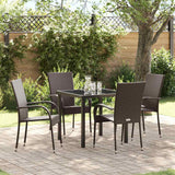 vidaXL Tuin Eettafel Set 3 pcs Bruin Gepoedercoat staal