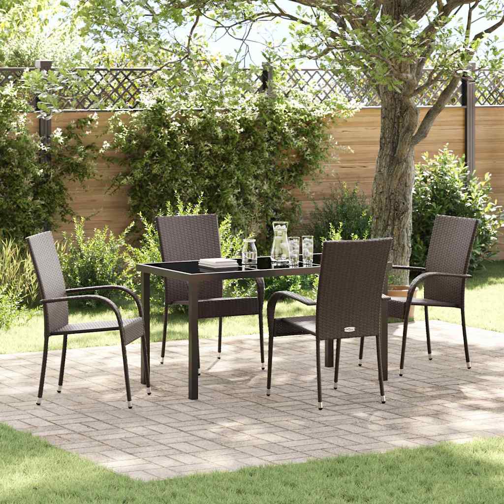 vidaXL Tuin Eettafel Set 3 pcs Bruin Gepoedercoat staal