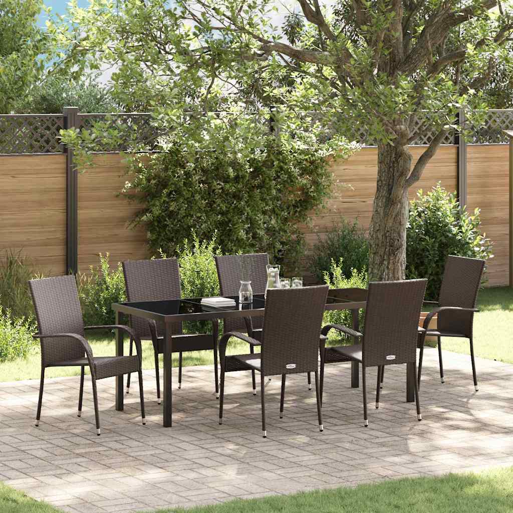 vidaXL Tuin Eettafel Set 3 pcs Bruin Gepoedercoat staal
