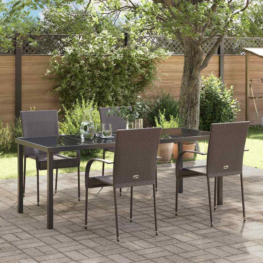 vidaXL Tuin Eettafel Set 3 pcs Bruin Gepoedercoat staal