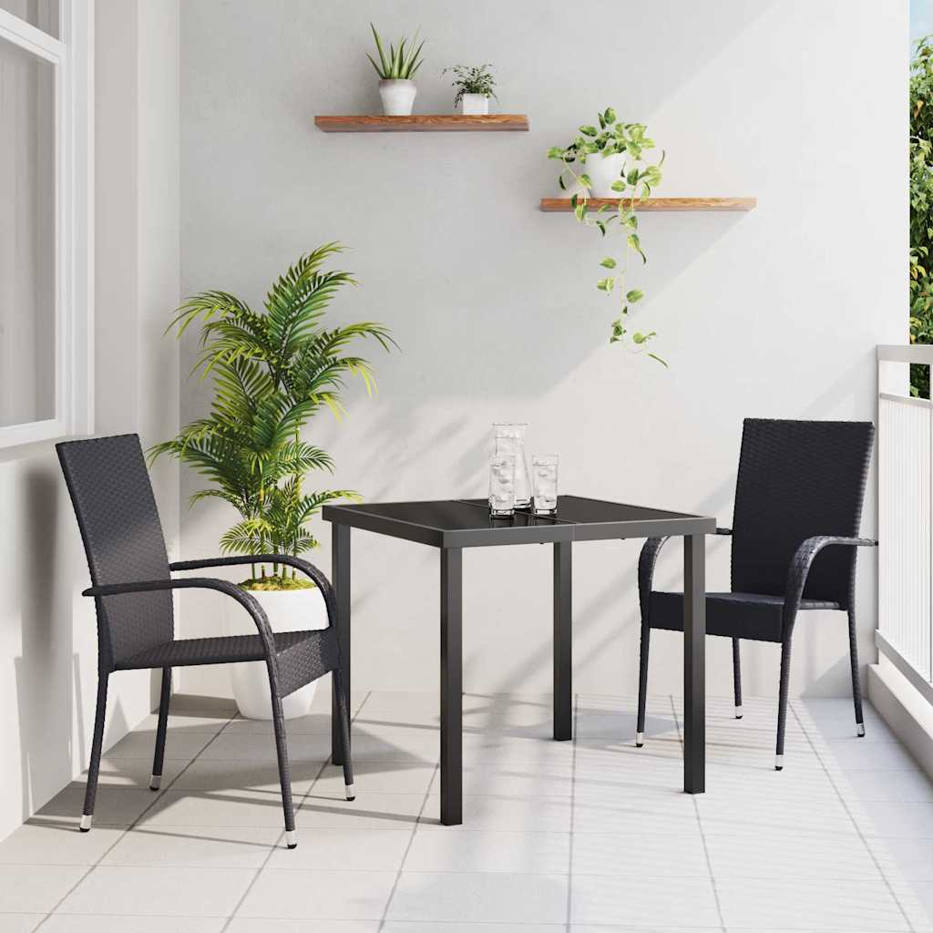 vidaXL Tuin Eettafel Set 3 pcs Bruin Gepoedercoat staal
