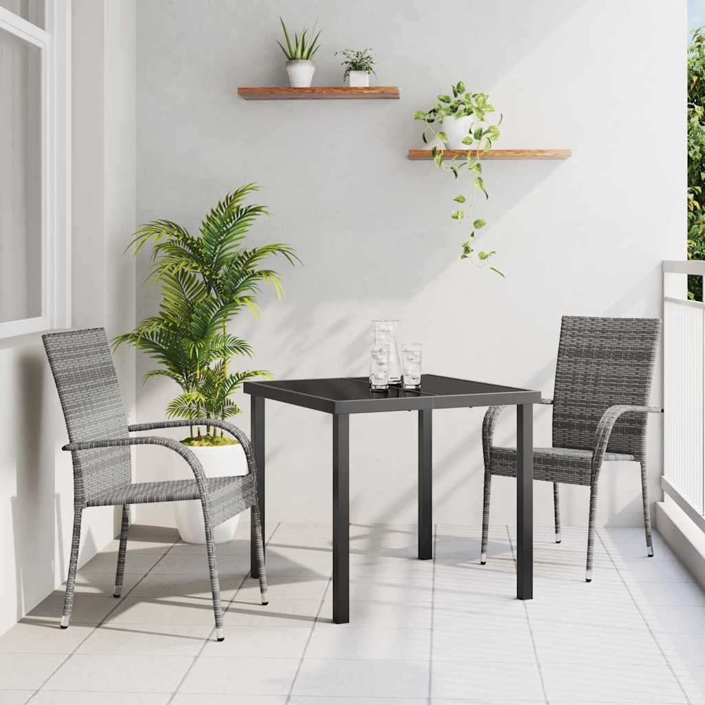 vidaXL Tuin Eettafel Set 3 pcs Bruin Gepoedercoat staal
