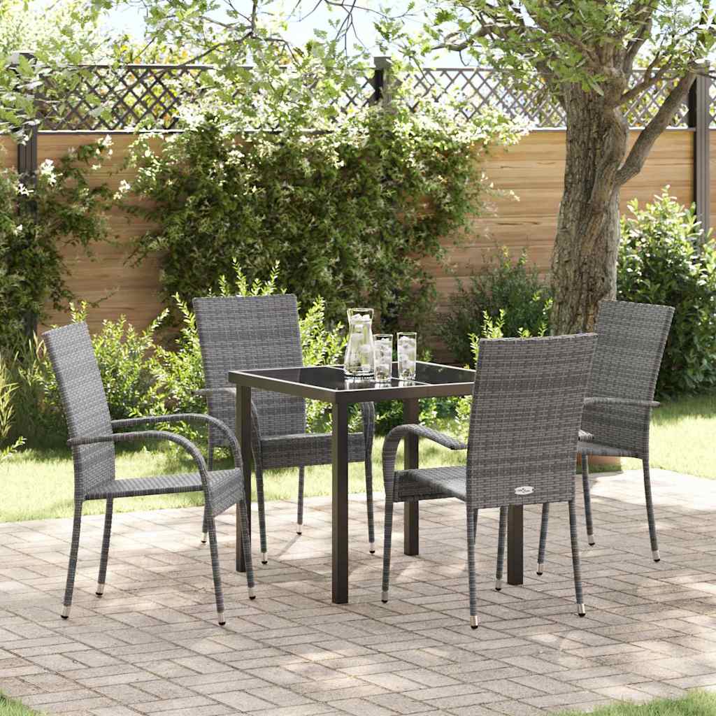 vidaXL Tuin Eettafel Set 3 pcs Bruin Gepoedercoat staal