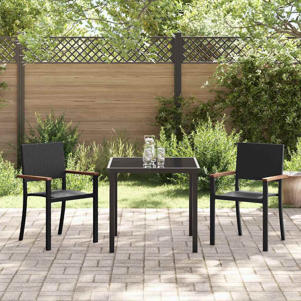 vidaXL Tuin Eettafel Set 3 pcs Zwart Gepoedercoat staal
