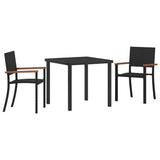 vidaXL Tuin Eettafel Set 3 pcs Zwart Gepoedercoat staal