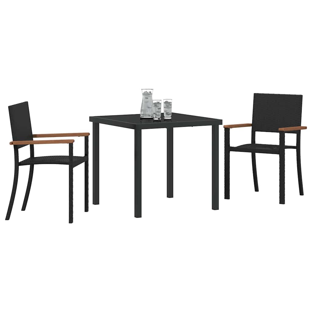vidaXL Tuin Eettafel Set 3 pcs Zwart Gepoedercoat staal