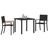 vidaXL Tuin Eettafel Set 3 pcs Zwart Gepoedercoat staal