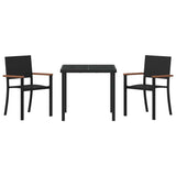vidaXL Tuin Eettafel Set 3 pcs Zwart Gepoedercoat staal