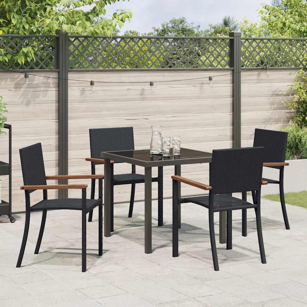 vidaXL Tuin Eettafel Set 3 pcs Zwart Gepoedercoat staal