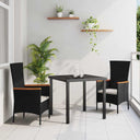 vidaXL Tuin Eettafel Set met kussen 3 pcs Zwart Gepoedercoat staal