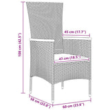 vidaXL Tuin Eettafel Set met kussen 3 pcs Zwart Gepoedercoat staal