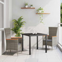 vidaXL Tuin Eettafel Set met kussen 3 pcs Zwart Gepoedercoat staal
