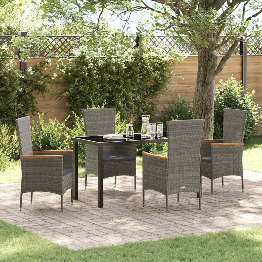vidaXL Tuin Eettafel Set met kussen 3 pcs Zwart Gepoedercoat staal