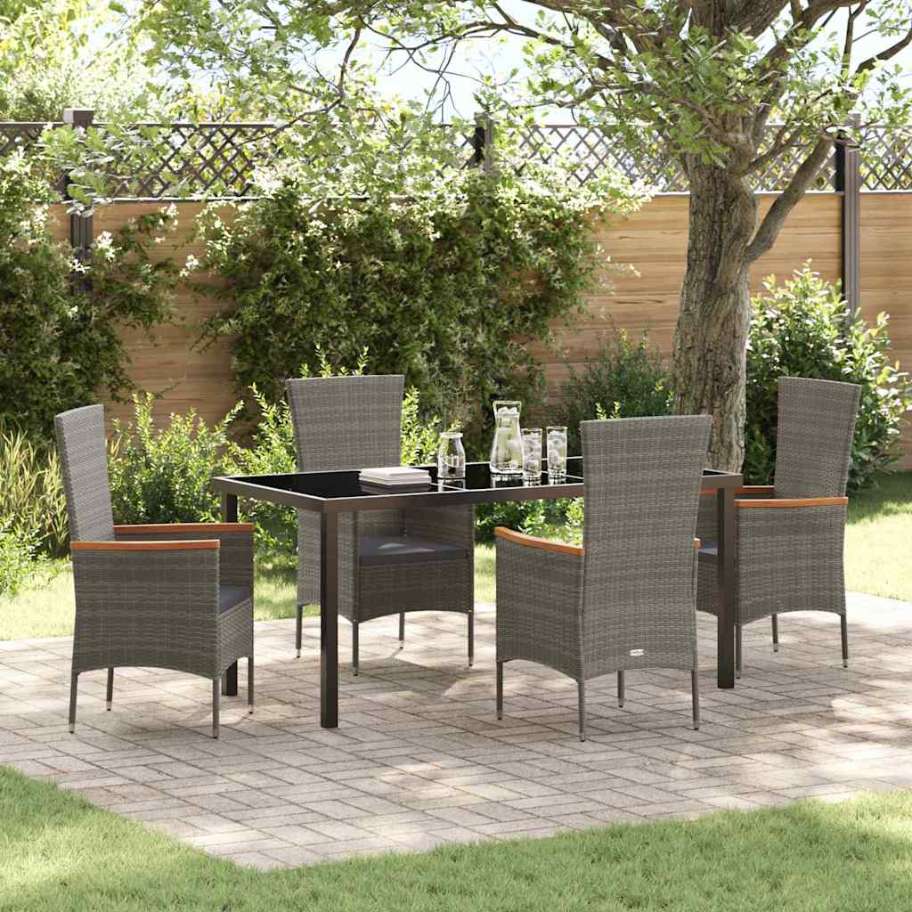 vidaXL Tuin Eettafel Set met kussen 3 pcs Zwart Gepoedercoat staal