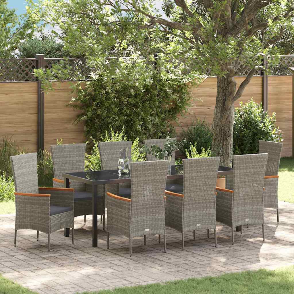 vidaXL Tuin Eettafel Set met kussen 3 pcs Zwart Gepoedercoat staal