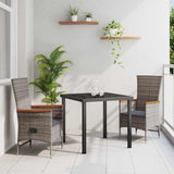 vidaXL Garden Dining Set with Cushions 3 pcs Grey Powder-Coated Steel