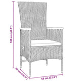 vidaXL Garden Dining Set with Cushions 3 pcs Grey Powder-Coated Steel
