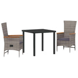 vidaXL Garden Dining Set with Cushions 3 pcs Grey Powder-Coated Steel