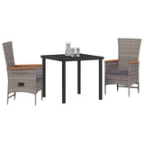 vidaXL Garden Dining Set with Cushions 3 pcs Grey Powder-Coated Steel