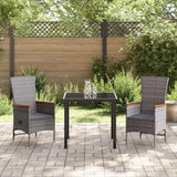 vidaXL Garden Dining Set with Cushions 3 pcs Grey Powder-Coated Steel