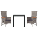 vidaXL Garden Dining Set with Cushions 3 pcs Grey Powder-Coated Steel