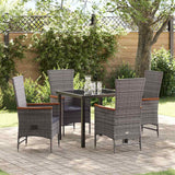 vidaXL Garden Dining Set with Cushions 3 pcs Grey Powder-Coated Steel