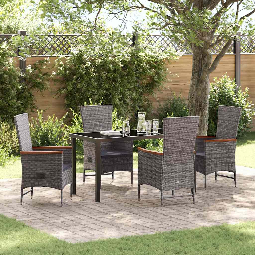 vidaXL Garden Dining Set with Cushions 3 pcs Grey Powder-Coated Steel