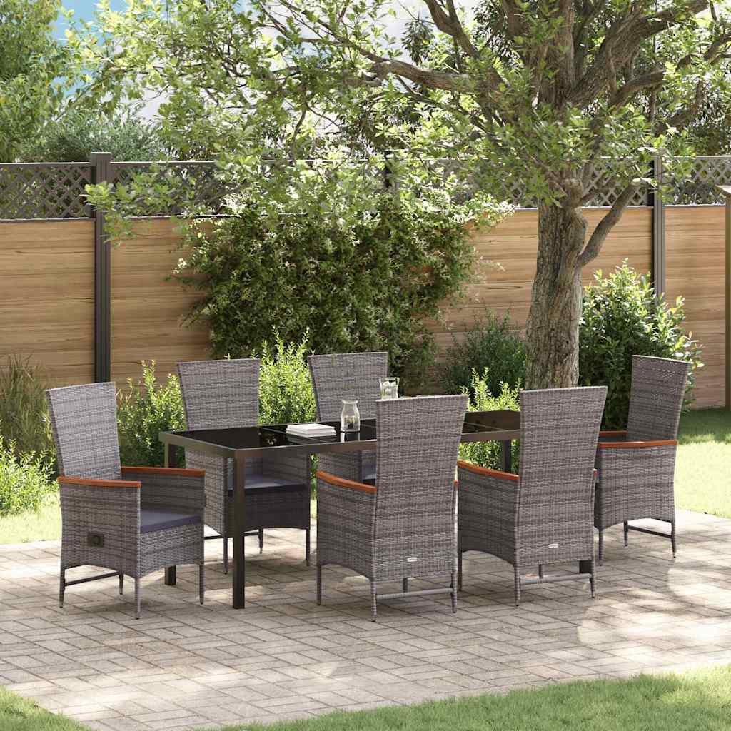 vidaXL Garden Dining Set with Cushions 3 pcs Grey Powder-Coated Steel