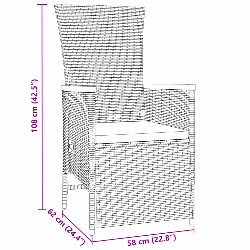 vidaXL Garden Dining Set with Cushions 3 pcs Grey Poly Rattan