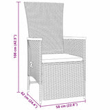vidaXL Garden Dining Set with Cushions 3 pcs Grey Poly Rattan