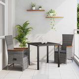 vidaXL Garden Dining Set with Cushions 3 pcs Grey Poly Rattan