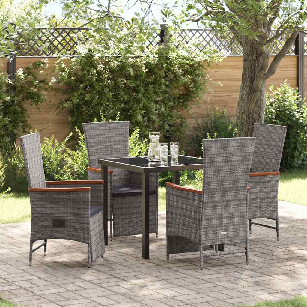 vidaXL Garden Dining Set with Cushions 3 pcs Grey Poly Rattan