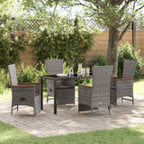 vidaXL Garden Dining Set with Cushions 3 pcs Grey Poly Rattan