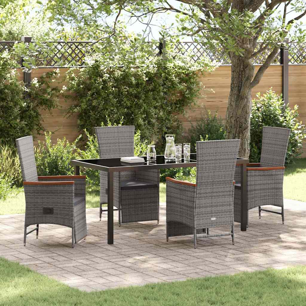 vidaXL Garden Dining Set with Cushions 3 pcs Grey Poly Rattan