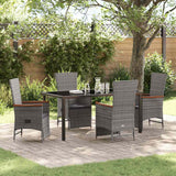 vidaXL Garden Dining Set with Cushions 3 pcs Grey Poly Rattan