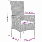 vidaXL Tuin Eettafel Set met kussen 3 pcs Beige poly rattan