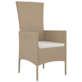 vidaXL Tuin Eettafel Set met kussen 3 pcs Beige poly rattan