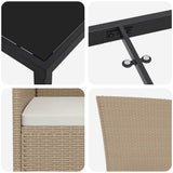 vidaXL Tuin Eettafel Set met kussen 3 pcs Beige poly rattan