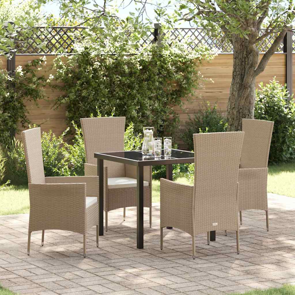 vidaXL Tuin Eettafel Set met kussen 3 pcs Beige poly rattan