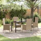 vidaXL Tuin Eettafel Set met kussen 3 pcs Beige poly rattan