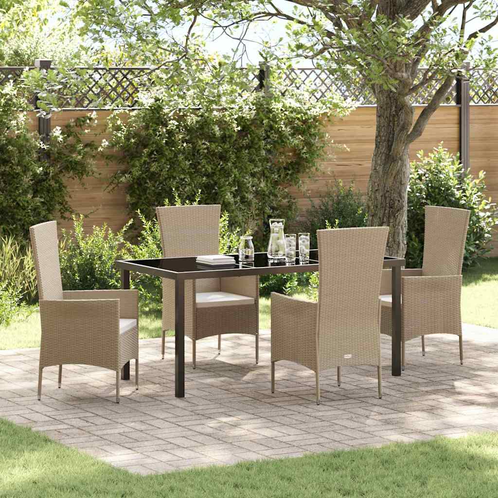 vidaXL Tuin Eettafel Set met kussen 3 pcs Beige poly rattan