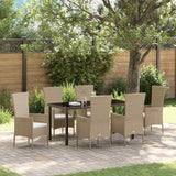 vidaXL Tuin Eettafel Set met kussen 3 pcs Beige poly rattan
