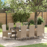 vidaXL Tuin Eettafel Set met kussen 3 pcs Beige poly rattan