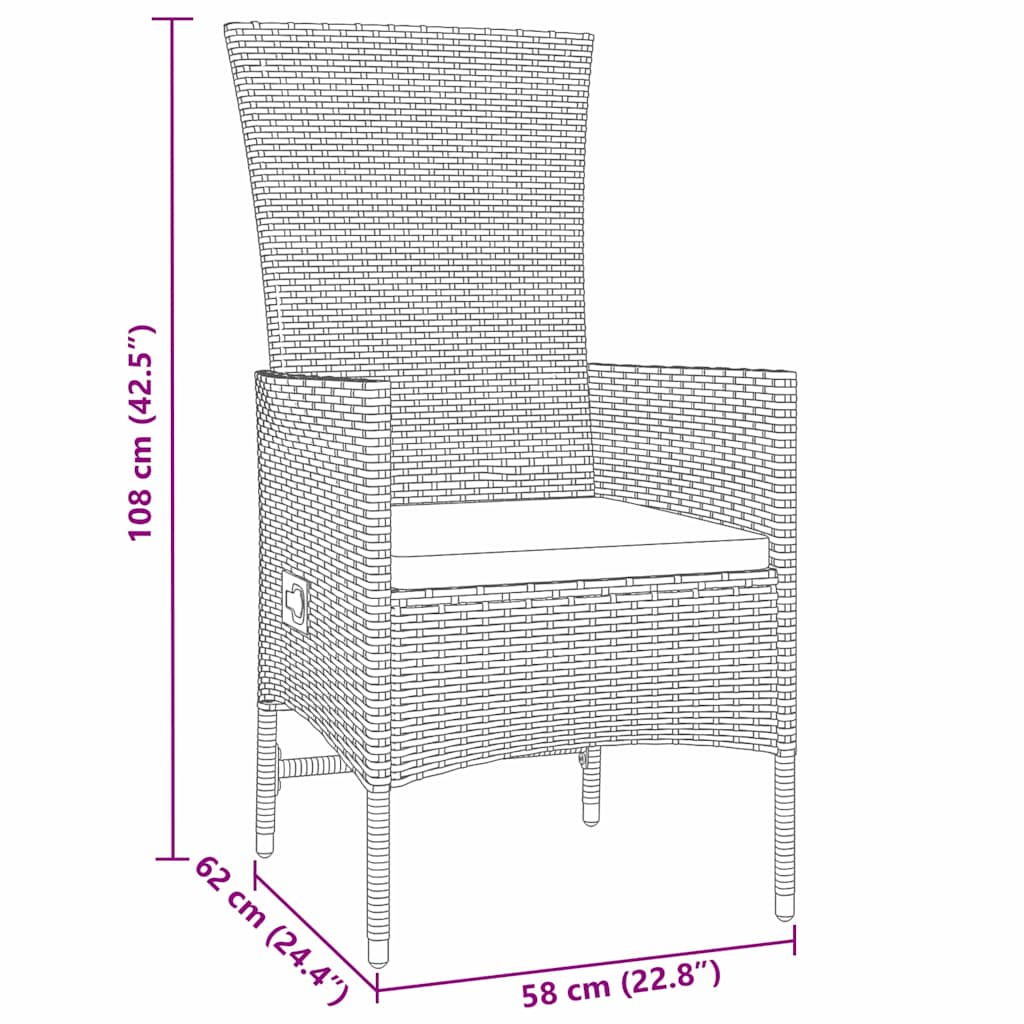 vidaXL Tuin Eettafel Set met kussen 3 pcs Beige poly rattan